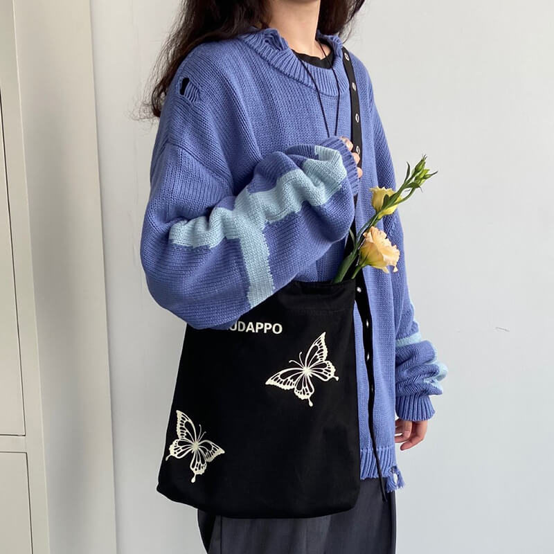 Y2K Aesthetic Glow in the Dark Butterfly Tote Bag Y2K Aesthetic Glow in the Dark Butterfly Tote Bag