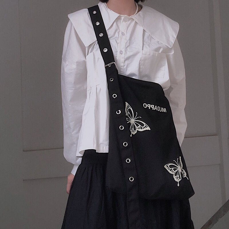 Y2K Aesthetic Glow in the Dark Butterfly Tote Bag Y2K Aesthetic Glow in the Dark Butterfly Tote Bag