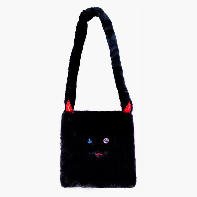 Y2K Weirdcore Aesthetic Bag Black Fluffy Little Demon Y2K Weirdcore Aesthetic Bag Black Fluffy Little Demon