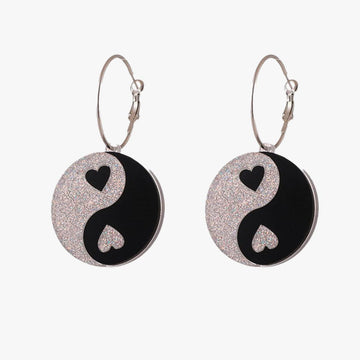 Yin Yang Heart Dots Earrings