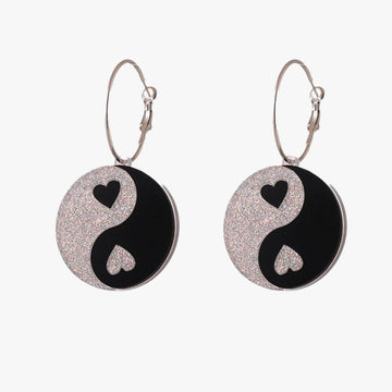 Yin Yang Heart Dots Earrings - Aesthetic Clothes Shop Yin Yang Heart Dots Earrings - Aesthetic Clothes Shop