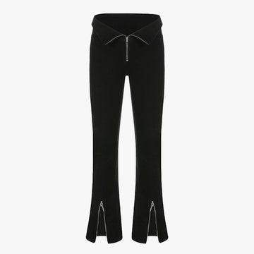 Zip Girl Flare Black Jeans - Aesthetic Clothes Shop Zip Girl Flare Black Jeans - Aesthetic Clothes Shop