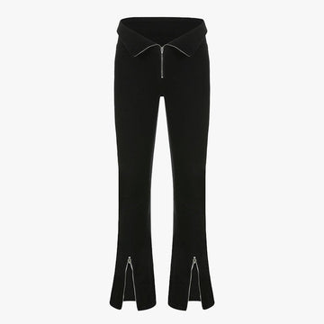 Zip Girl Flare Black Jeans