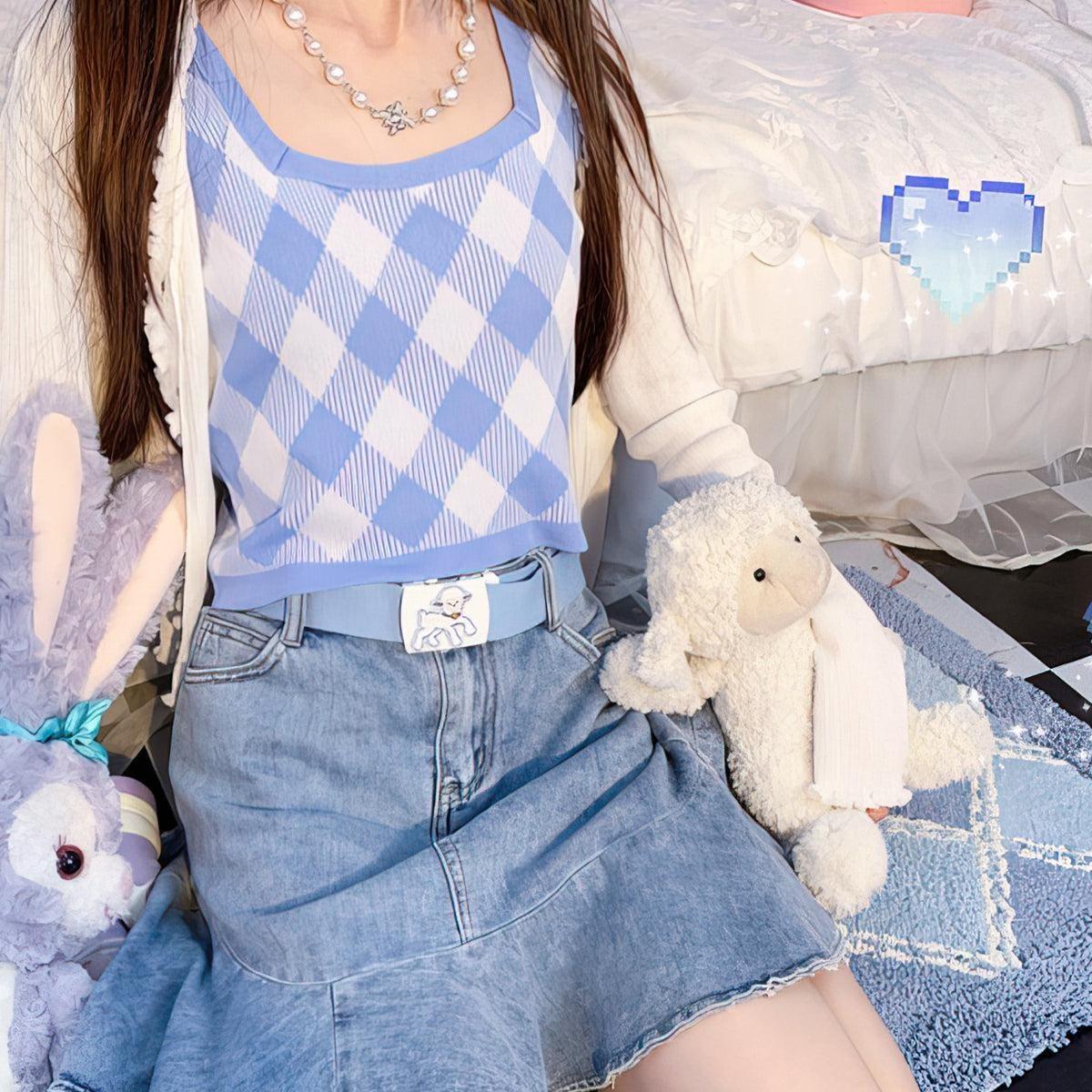 Cute Lamb Belt Soft Pastel Blue • Aesthetic Clothes Shop