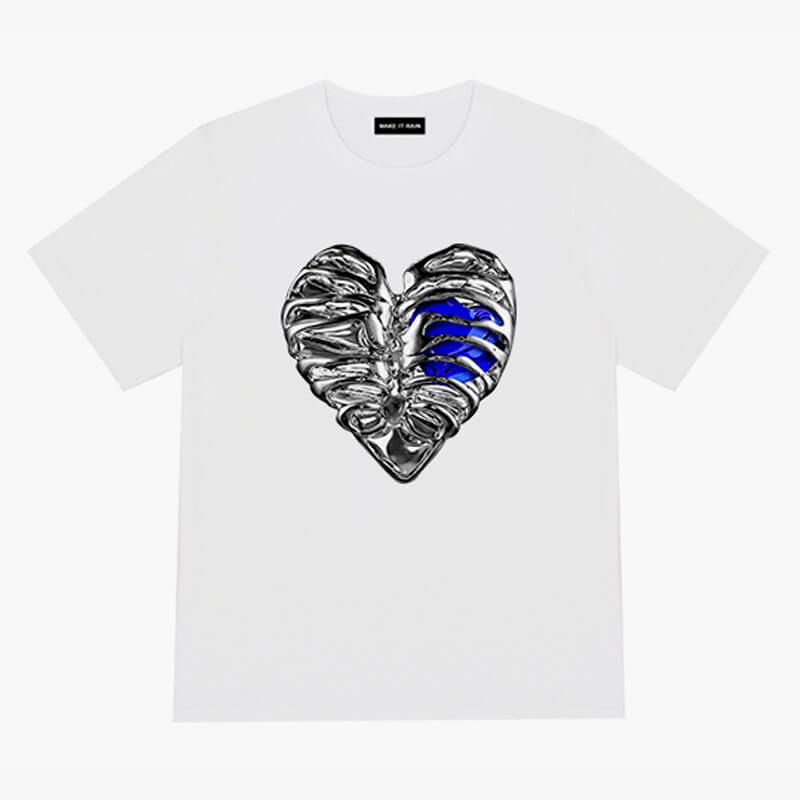 Aespacore T-Shirt Blue Crystal Heart Ribcage