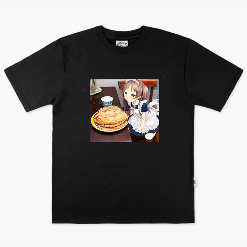 Anime Aesthetic Pancake Cat Neko Anime Girl T-Shirt