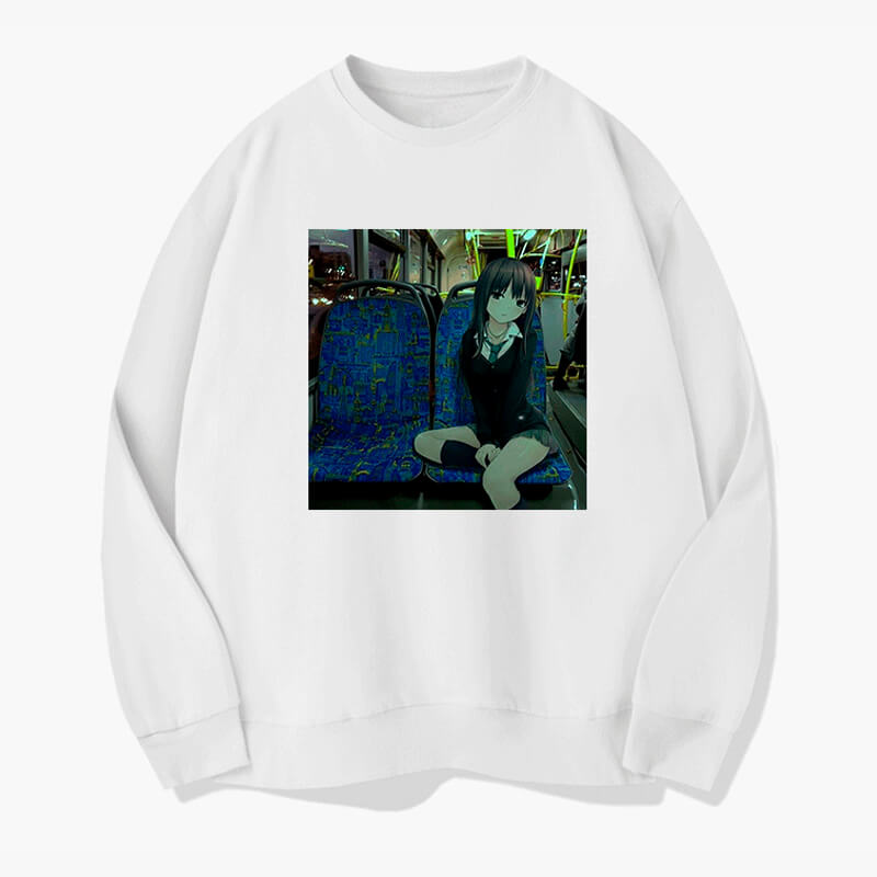 Anime GIrl in a Bus Dullcore Aesthetic Sweatshirt