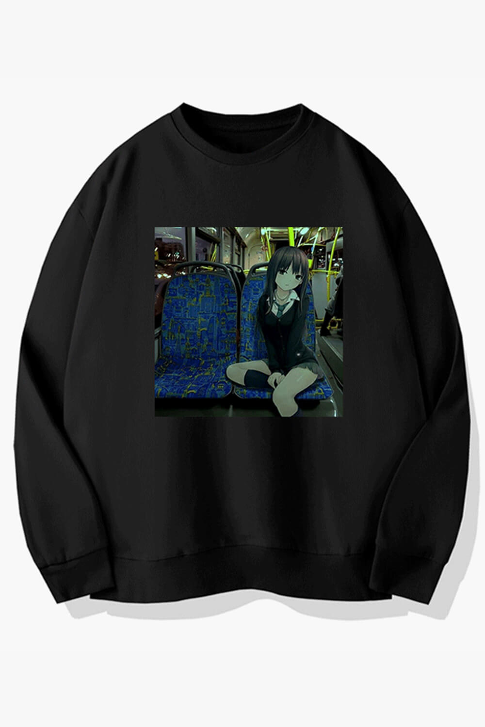 Anime GIrl in a Bus Dullcore Aesthetic Sweatshirt