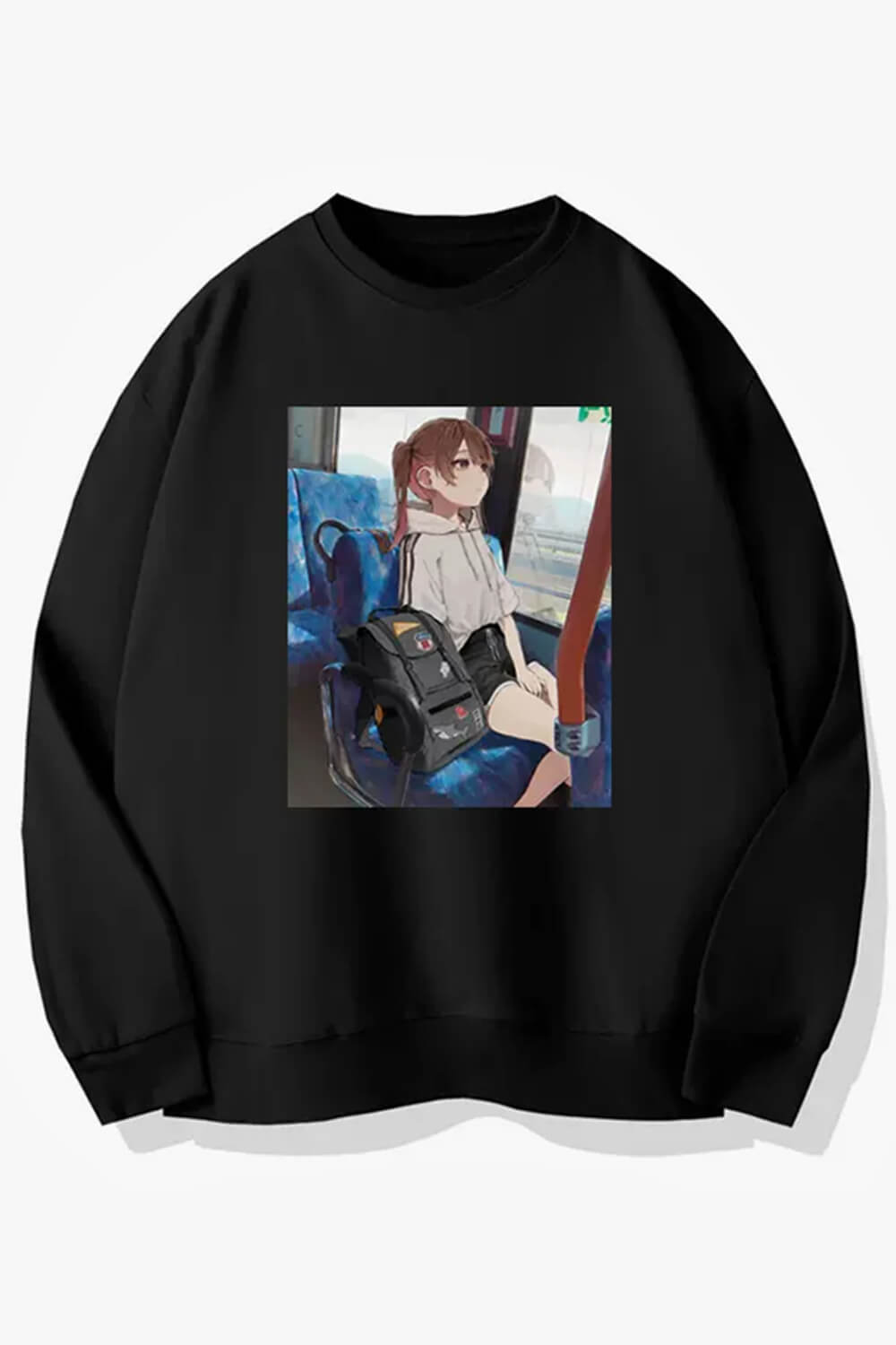 Anime Girl IRL Traveling on a Bus Sweatshirt
