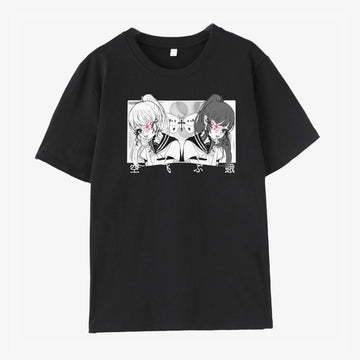 Anime School Girls T-Shirt Moth Aesthetic