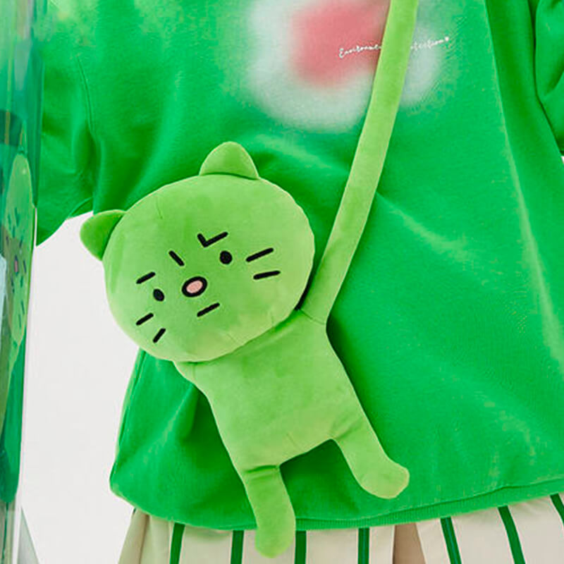 Anxiety Aesthetic Green Cat Messenger Bag