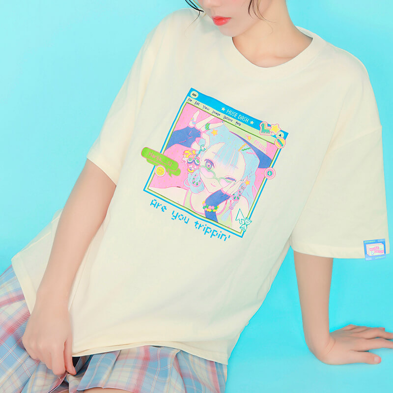 Are You Trippin Anime T-Shirt Webcore Aesthetic - Aesthetic