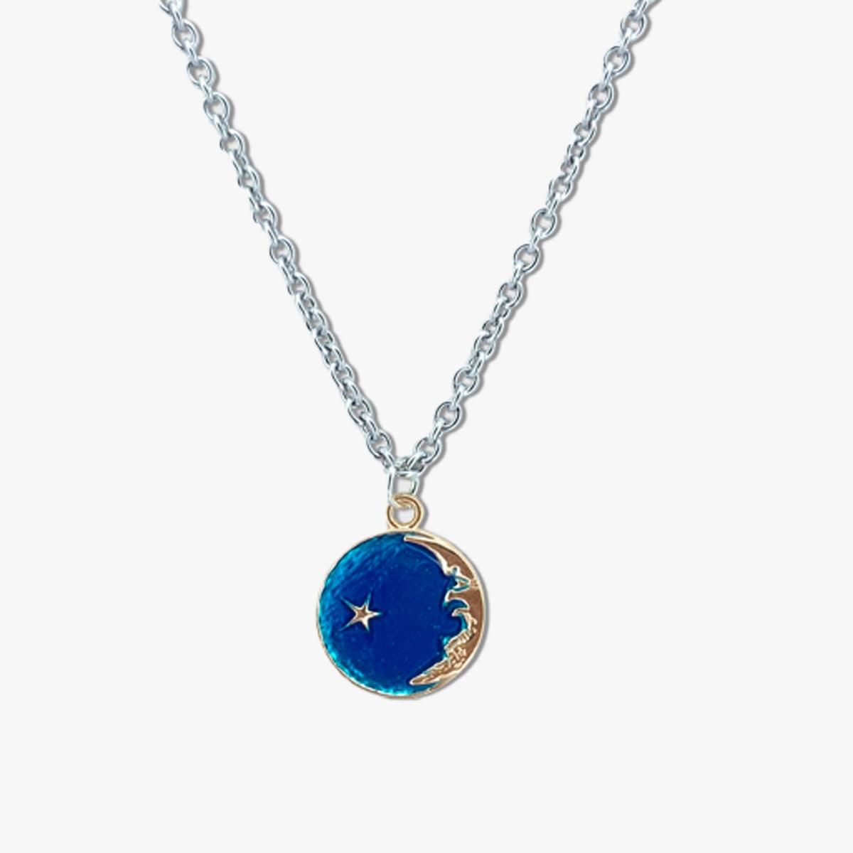 Artsy Moon and Star Pendant Necklace - Aesthetic Clothes Shop