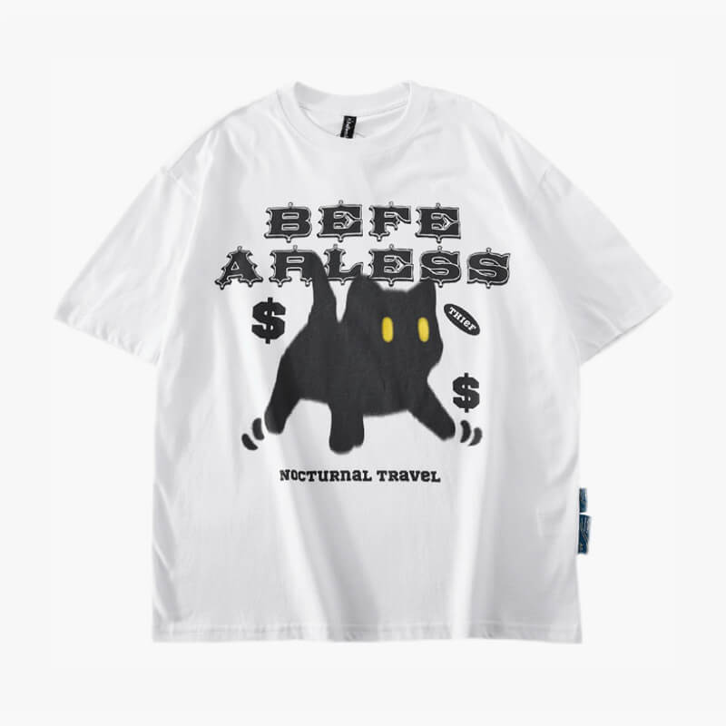 Be Fearless Black Cat Streetwear T-Shirt