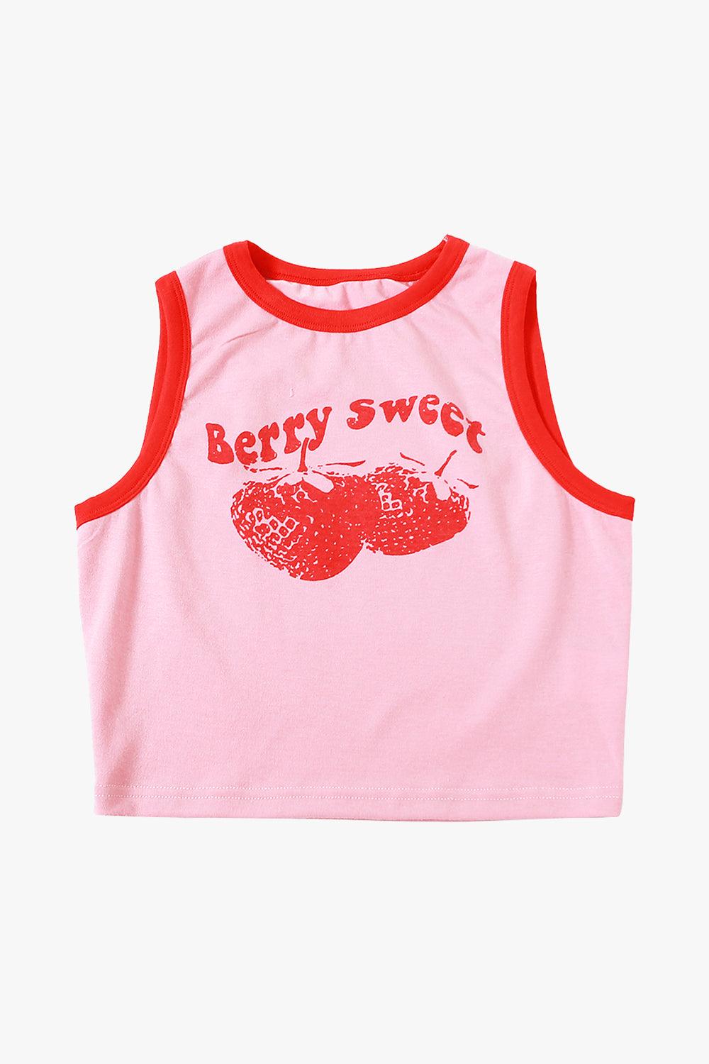 Berry Sweet Pink Tank Top - Aesthetic Clothes Shop