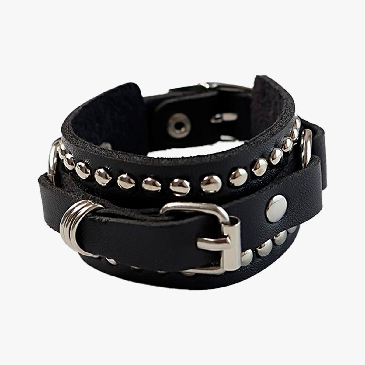 Punk Black PU Leather Spiked Bracelet  GTHIC