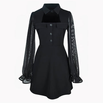 Black Mesh Sleeve Goth Aesthetic Dress