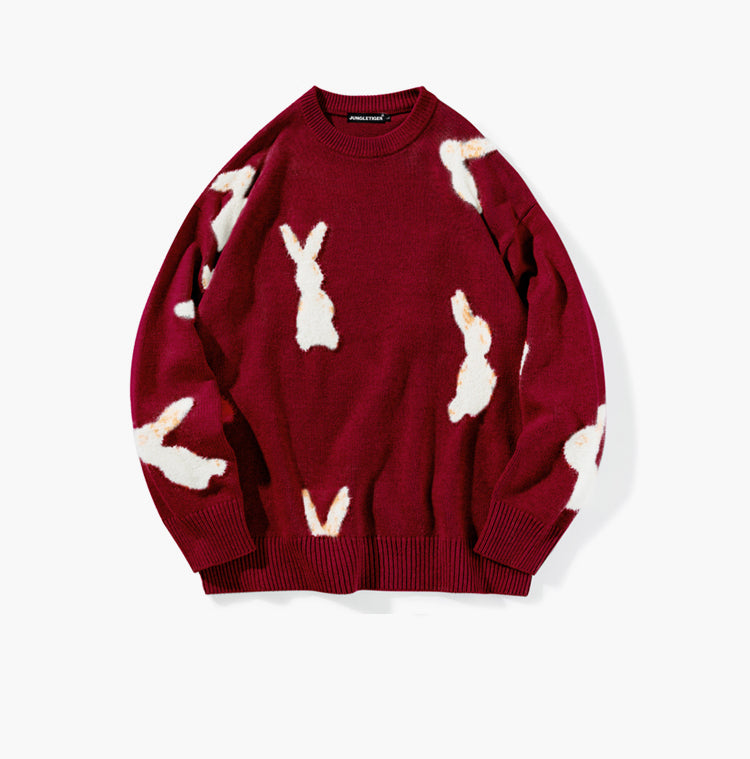Black Rabbits Round Neck Sweater
