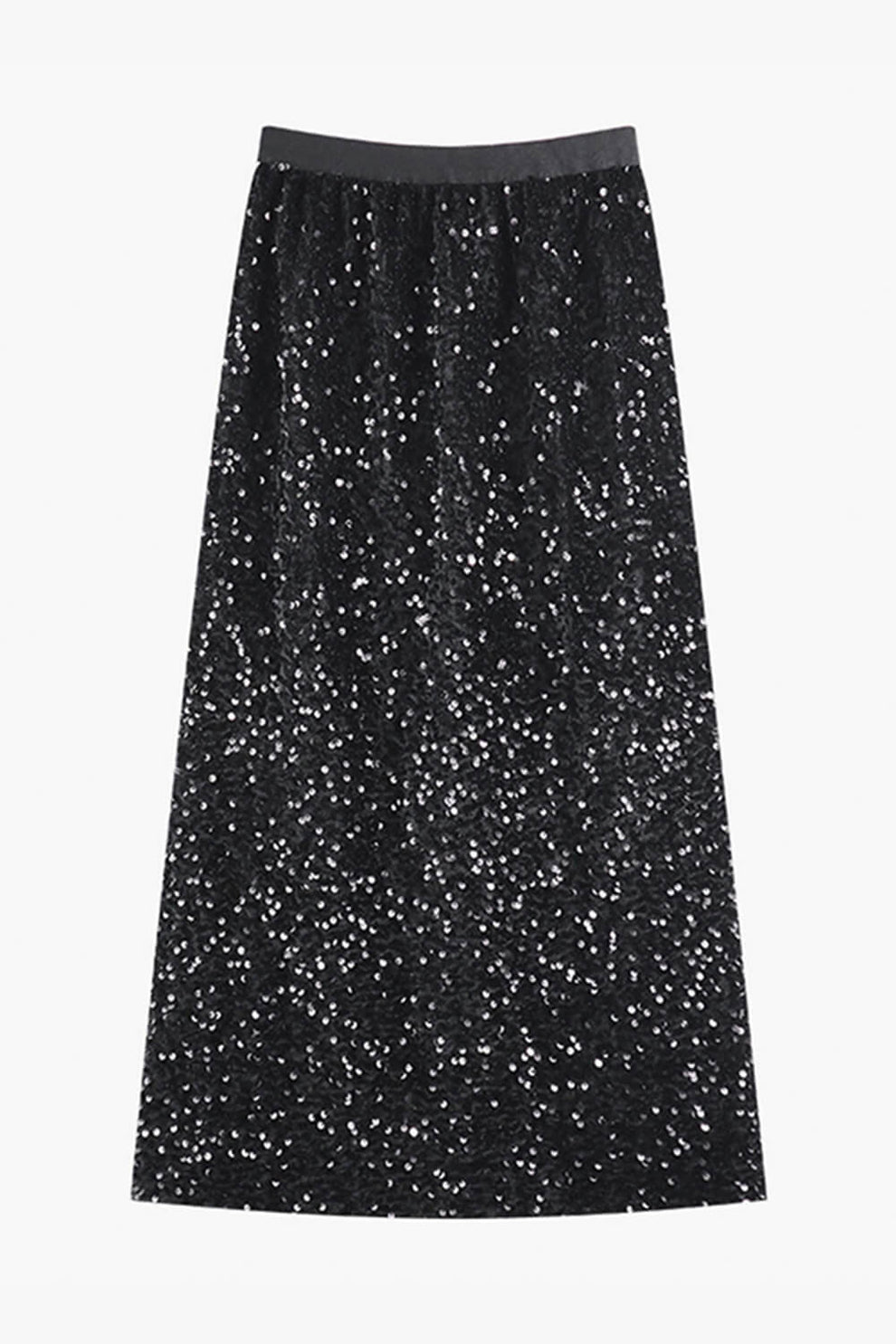 Black Sequin Midi Skirt Aesthetic Clothes Shop 8791