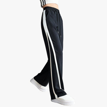 Black Sporty Side Lined Pants - Aesthetic Clothes Shop