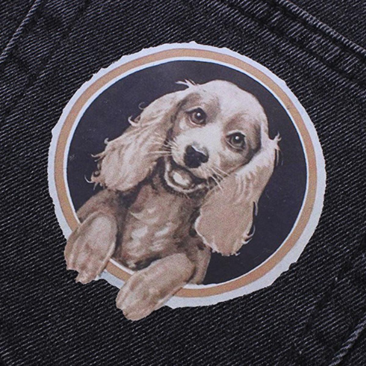 Black Vintage Shorts Back Pocket Dog Patch - Aesthetic Clothes Shop