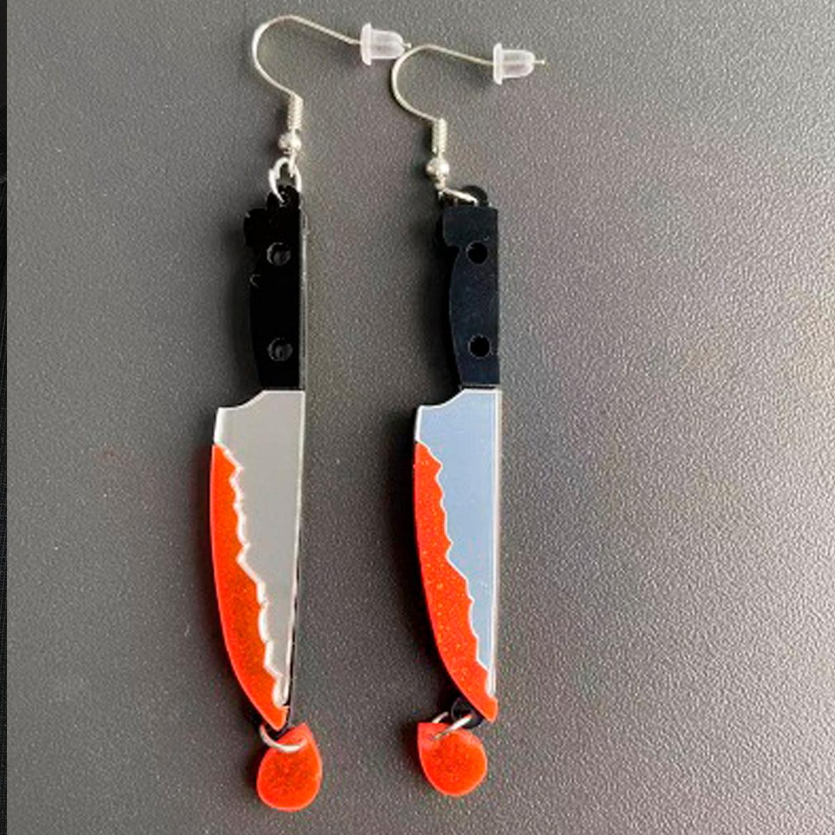 Bloody Knife Horror Aesthetic Earrings - Aesthetic Clothes Shop