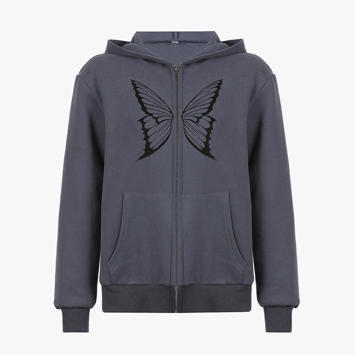 Butterfly Aesthetic Horned Hoodie - Aesthetic Clothes Shop