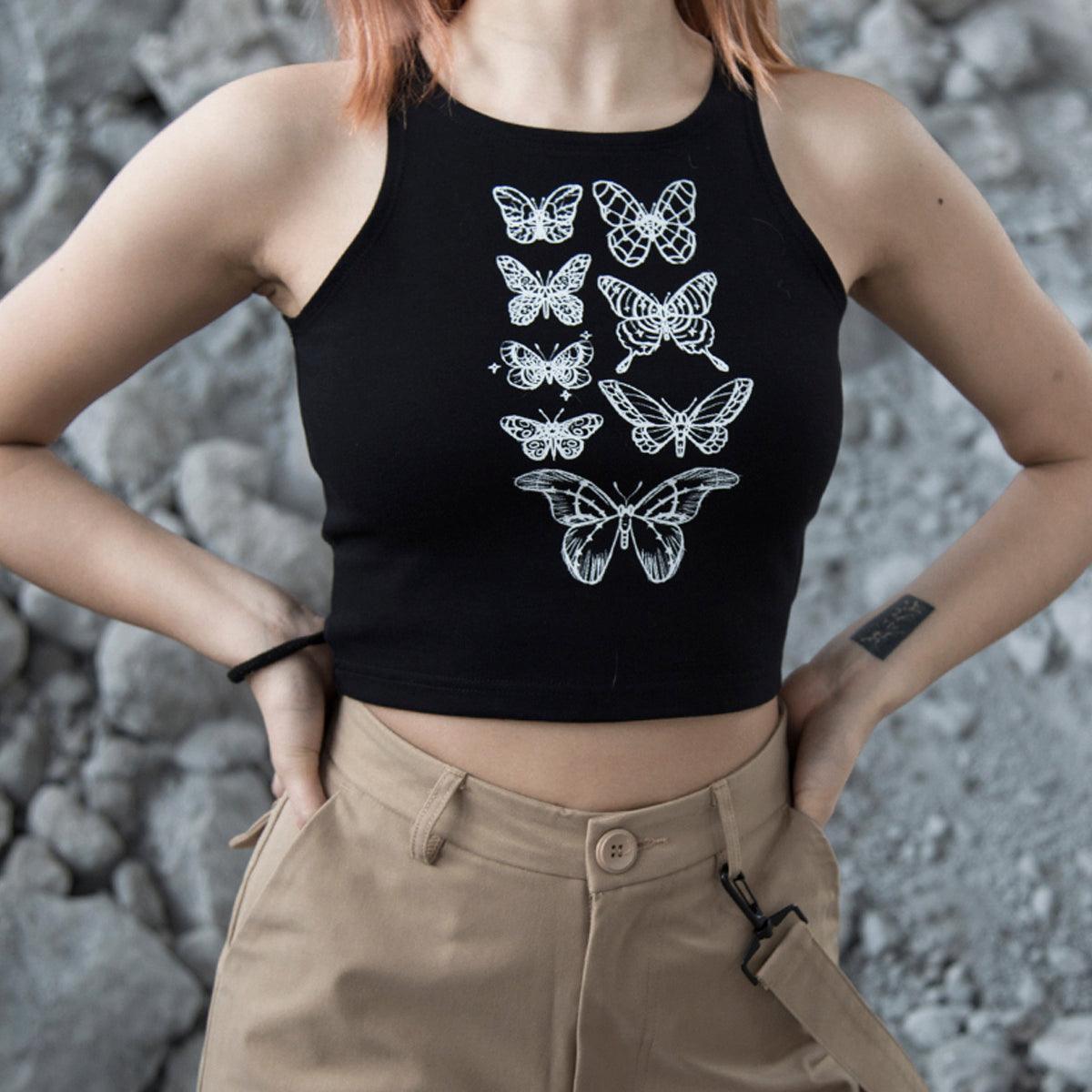Butterfly Collection Crop Top - Aesthetic Clothes Shop