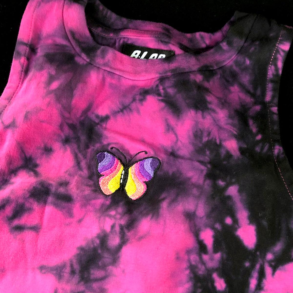 Butterfly Pink Acid Tie Dye Tank Top - Aesthetic Clothes Shop