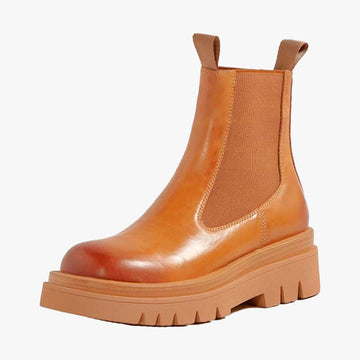 Camel Brown Chelsea Boots Thick Sole