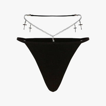 Chain And Crosses Grunge Bikini Panties - Aesthetic Clothes Shop