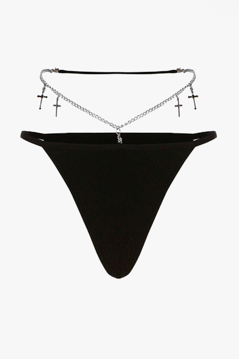 Chain And Crosses Grunge Bikini Panties - Aesthetic Clothes Shop