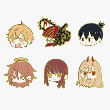 Chainsaw Man Chibi Characters Enamel Pins - Aesthetic Clothes Shop