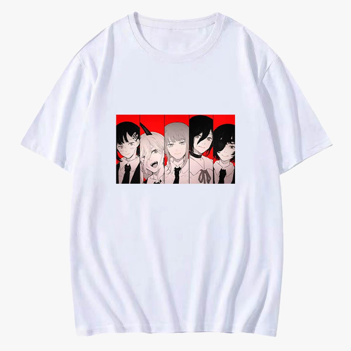 Chainsaw Man Cute Girl Characters Art T-Shirt - Aesthetic Clothes Shop