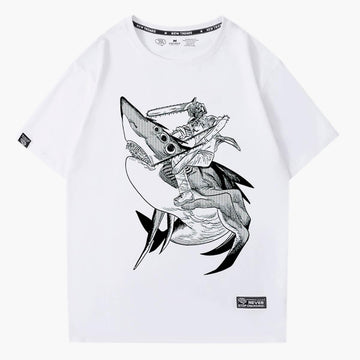 Chainsaw Man Denji on a Beam Shark T-Shirt - Aesthetic Clothes Shop