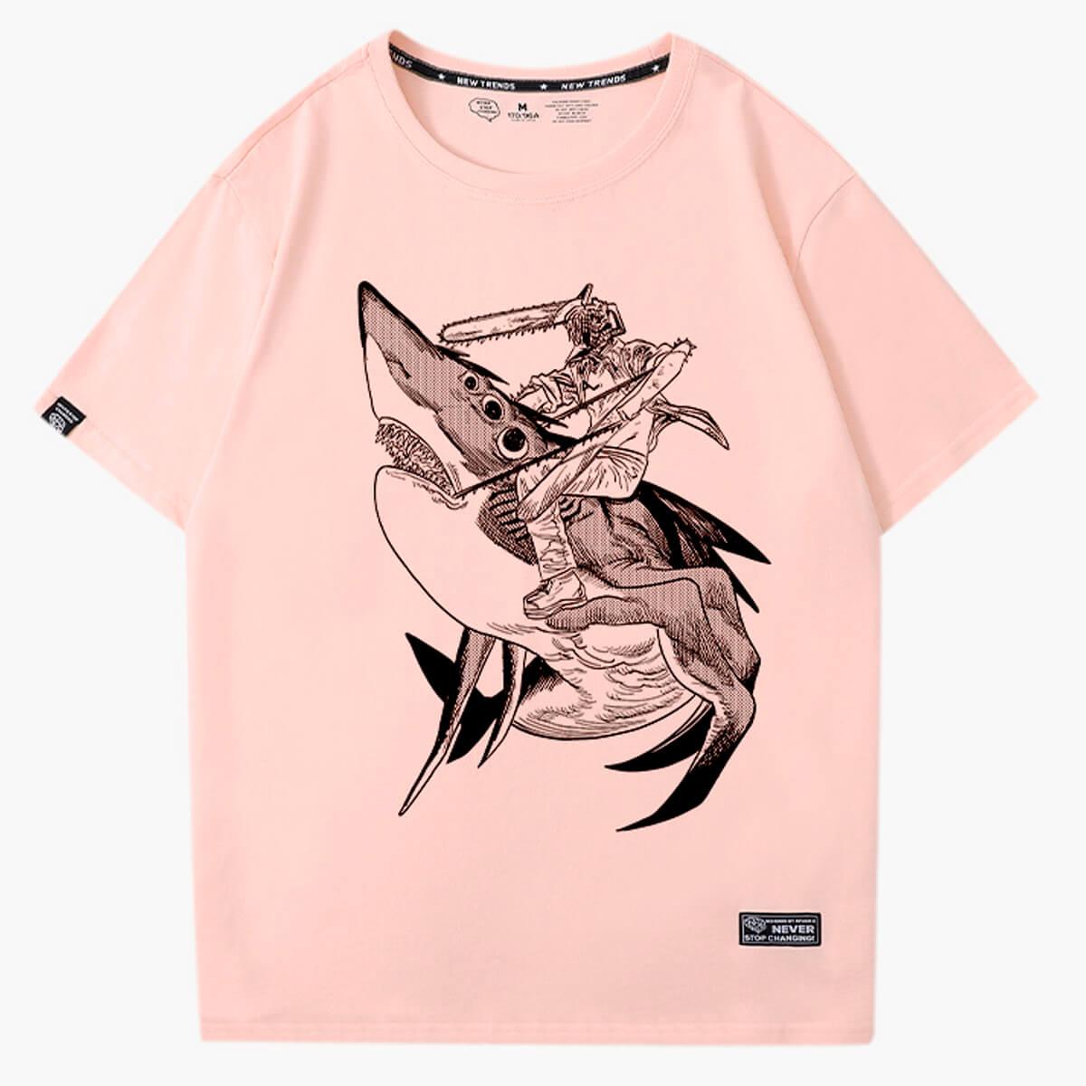 Chainsaw Man Denji on a Beam Shark T-Shirt - Aesthetic Clothes Shop
