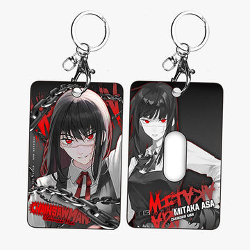 Chainsaw Man Girl Characters Card Holder Keychain - Aesthetic Clothes Shop