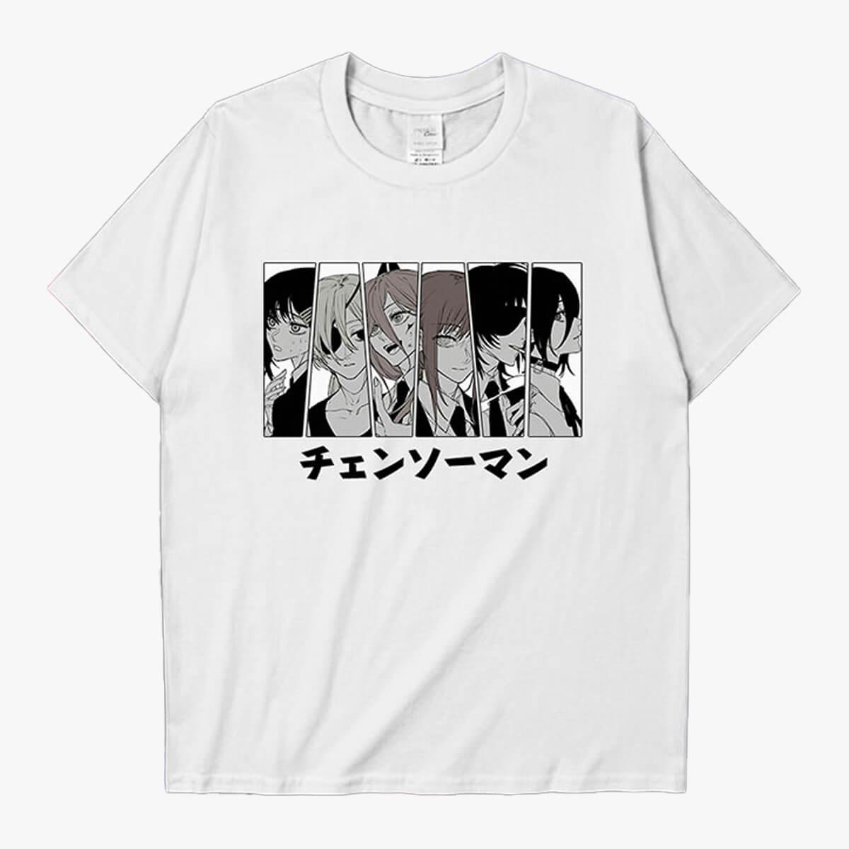 Chainsaw Man Manga Girl Characters Art T-Shirt - Aesthetic Clothes Shop
