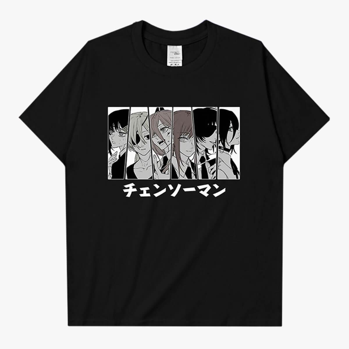 Chainsaw Man Manga Girl Characters Art T-Shirt - Aesthetic Clothes Shop