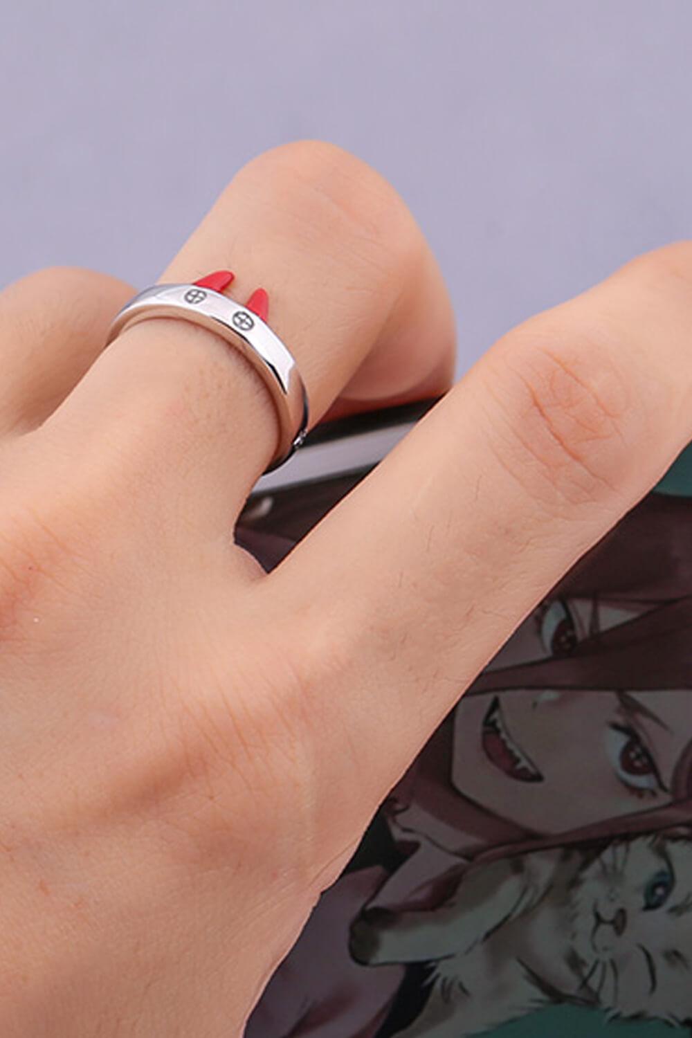 Chainsaw Man Power Horns Silver Ring - Aesthetic Clothes Shop