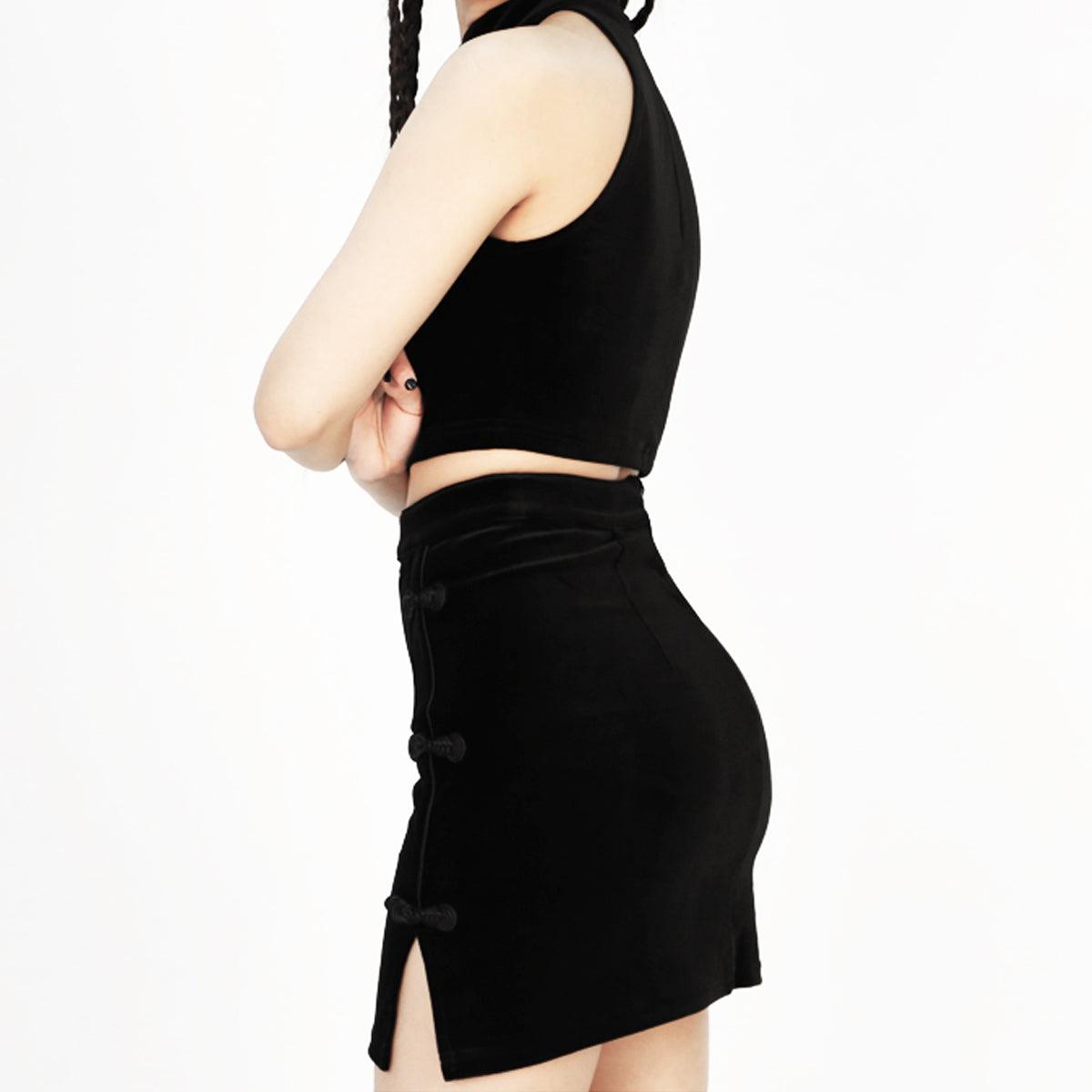 Cheongsam Qipao Black Aesthetic Skirt - Aesthetic Clothes Shop