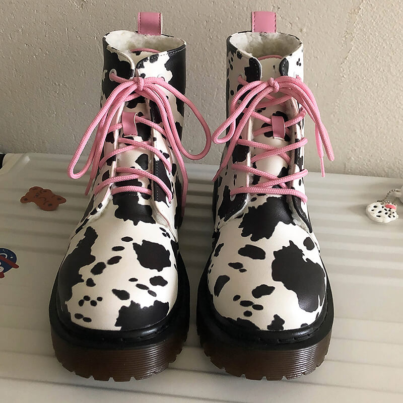 Cow Print Aesthetic Martens Boots