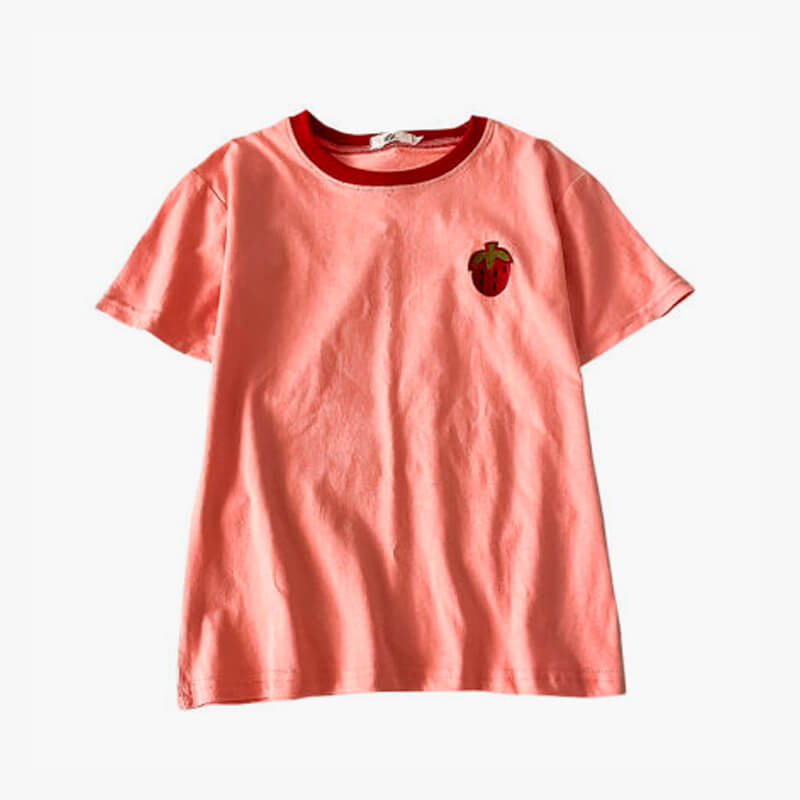 Cute Strawberry Embroidery T-Shirt