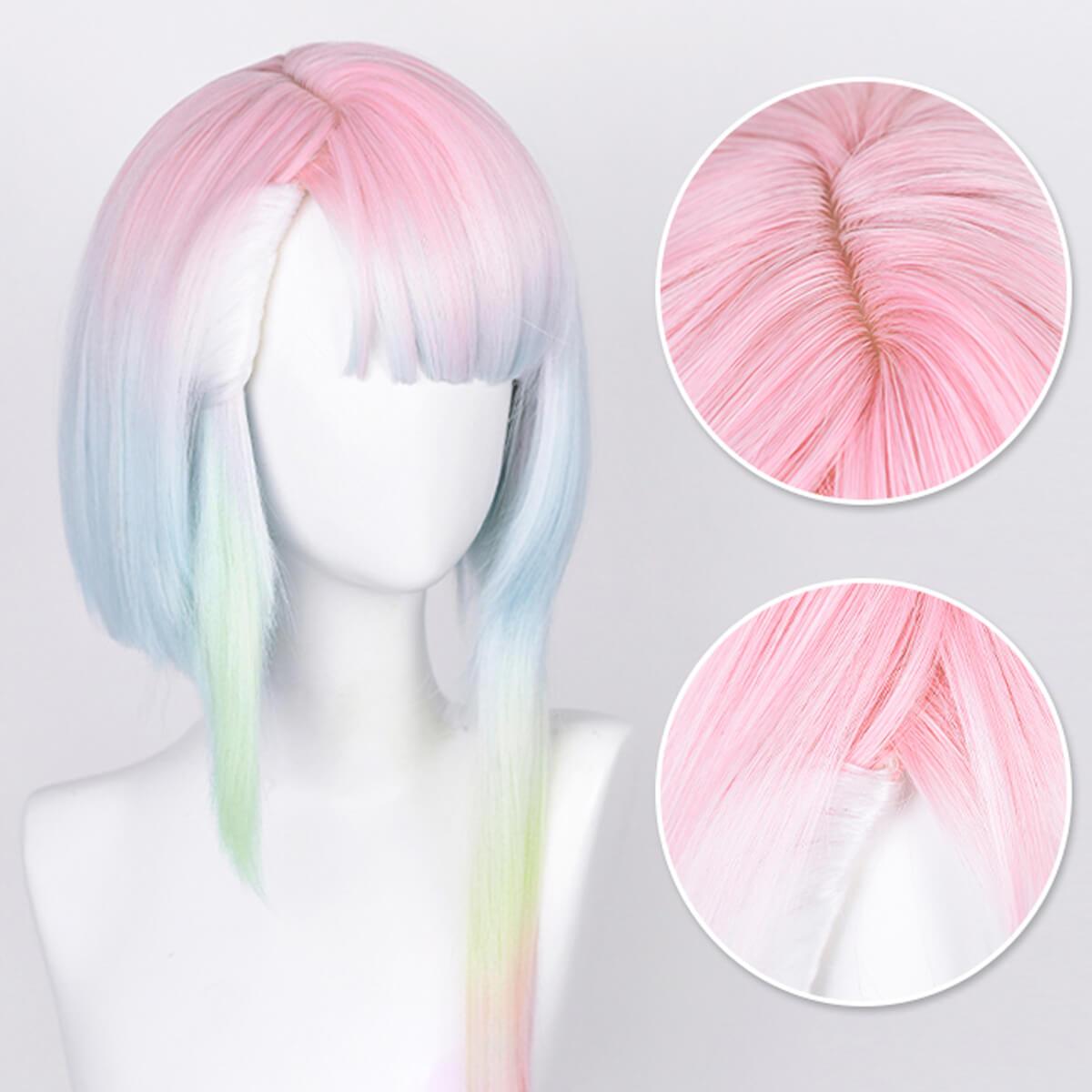 Lucyna Kushinada Wig Short Rainbow Cosplay | Cyberpunk Heat Resistant Synthetic | Halloween Role hotsell Play Wigs + Wig Cap Hair Woman And Man