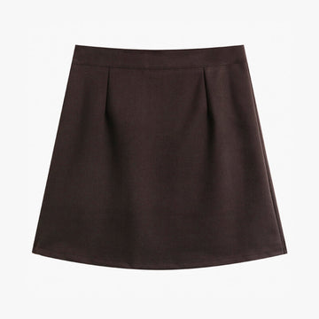 Dark Academia Soft Brown High Waist Short Skirt