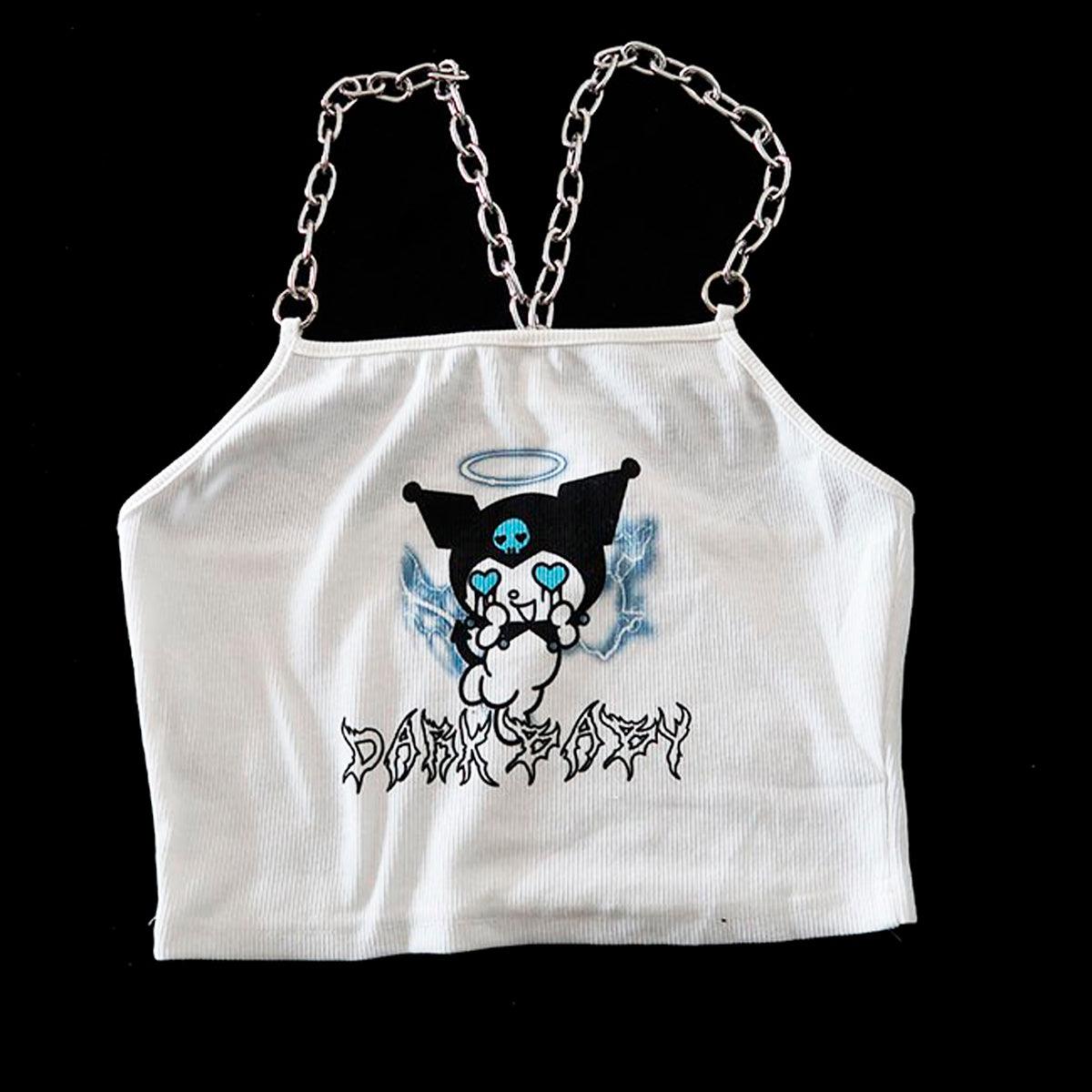 Kuromi Grunge Crop Top - Aesthetic Clothes Shop