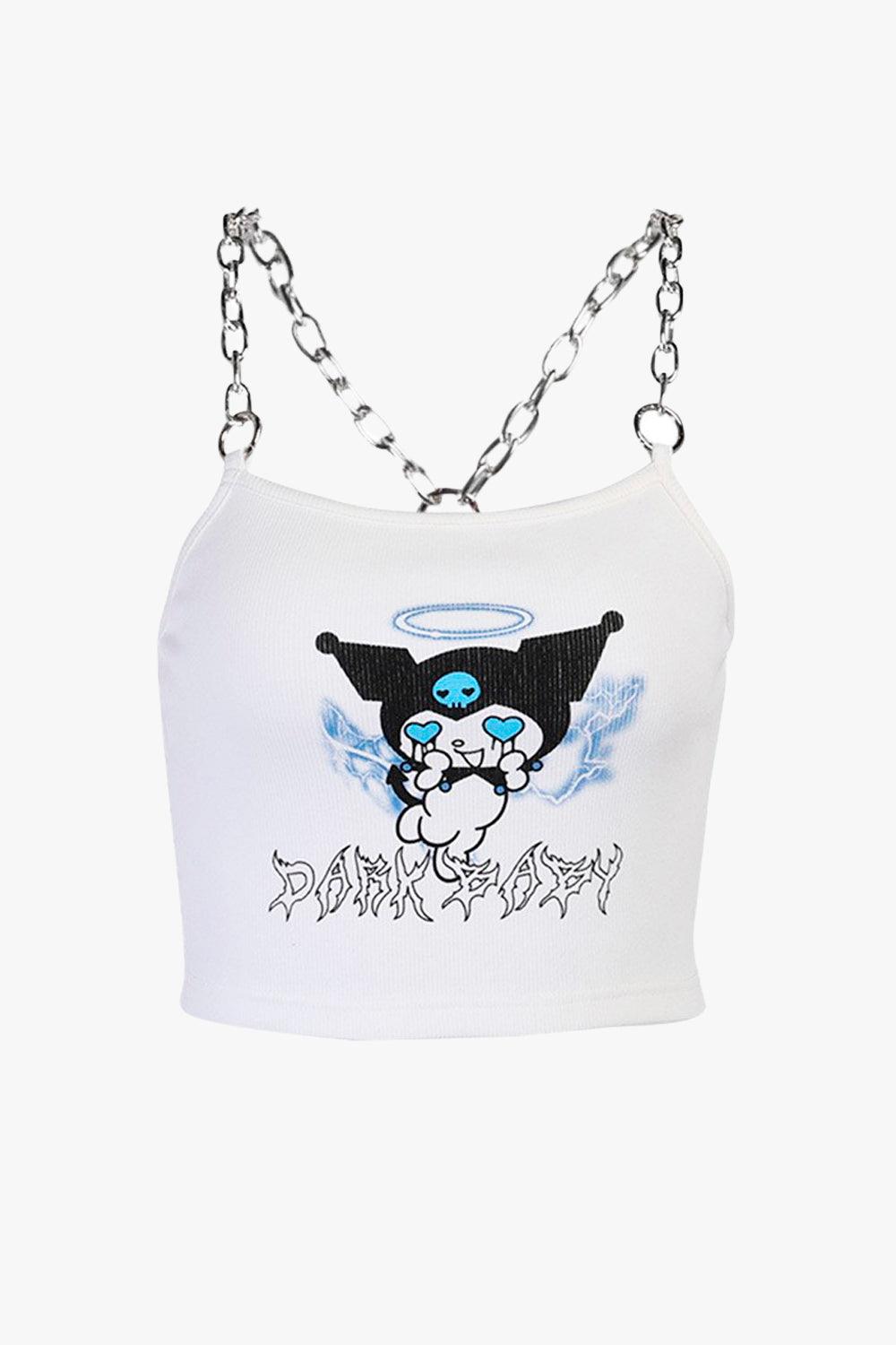 Kuromi Grunge Crop Top - Aesthetic Clothes Shop