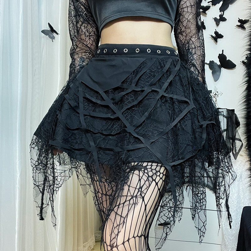 Dark Goth Spider Web Skirt