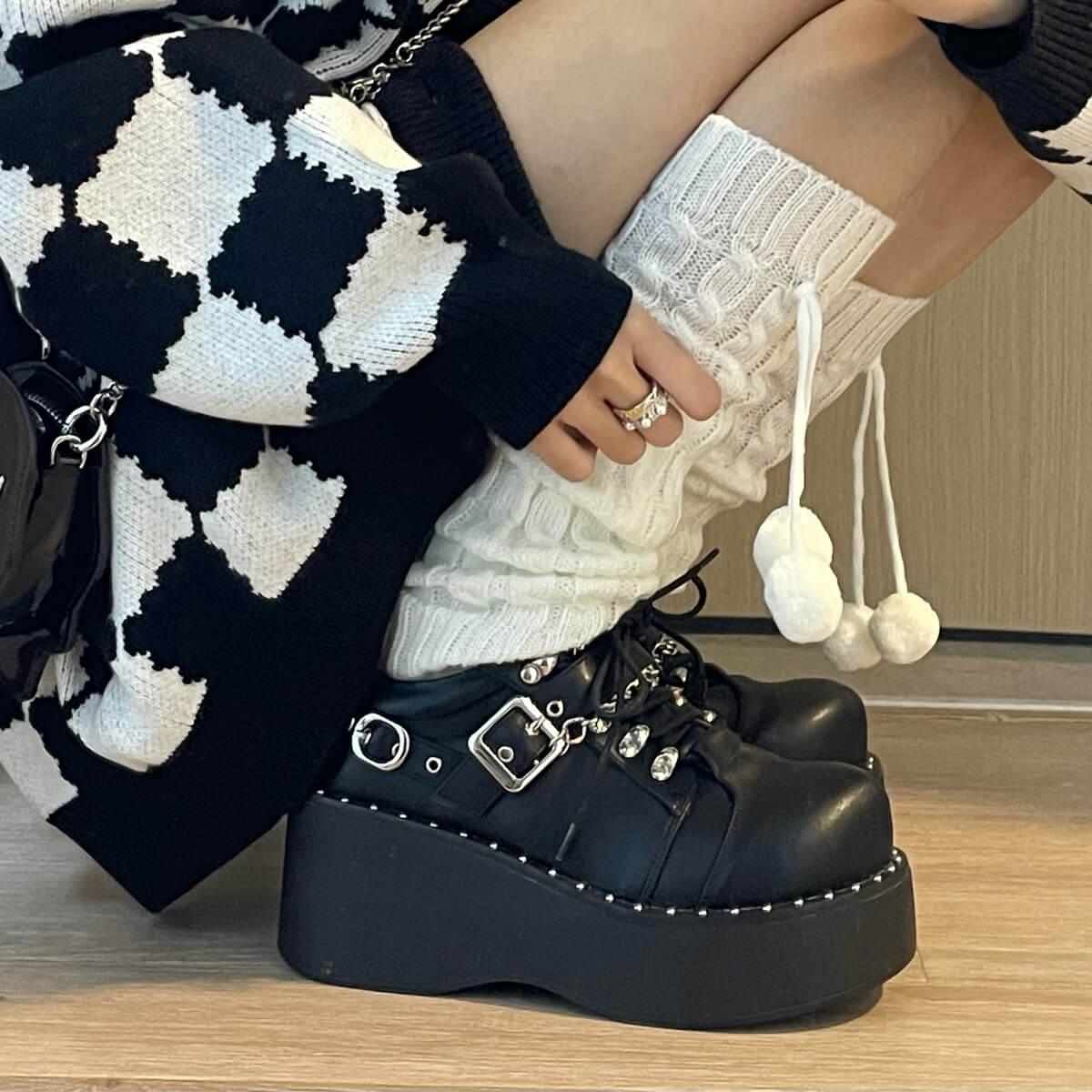 Dark Grunge Aesthetic Creeper Shoes - Aesthetic Clothes Shop