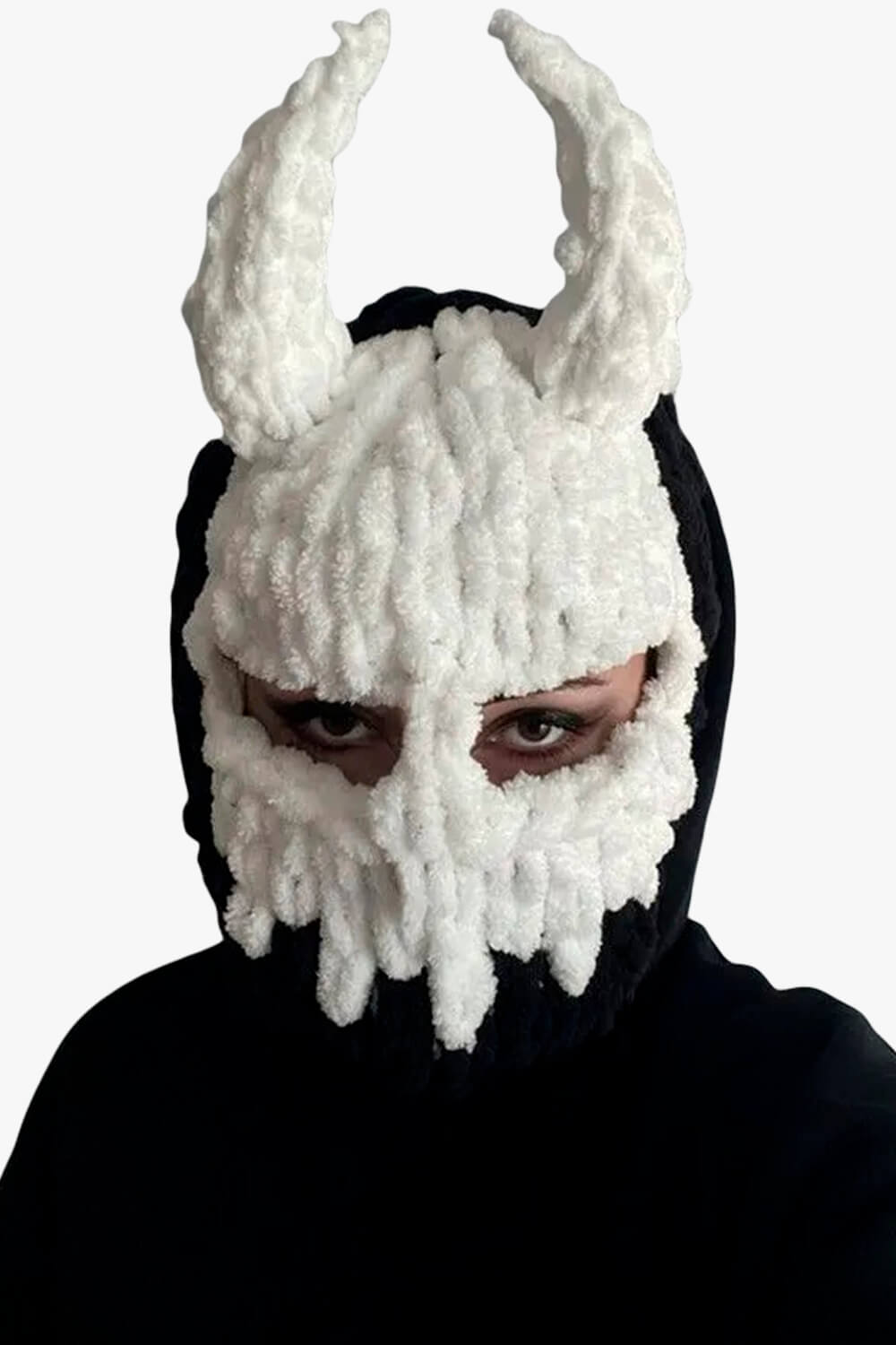 Devil Horns Balaclava Hat Full-Face Red Demon Girl